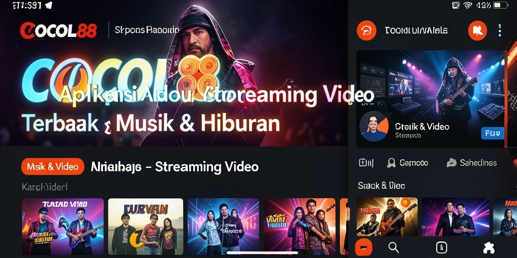 Antarmuka aplikasi COCOL88 menunjukkan berbagai pilihan video streaming.