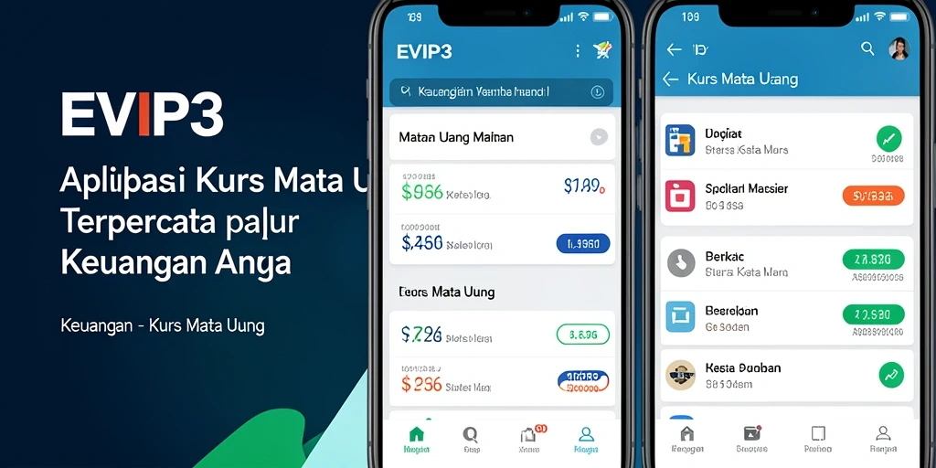 Tampilan antarmuka aplikasi EVIP3 untuk konversi mata uang yang mudah dan cepat.