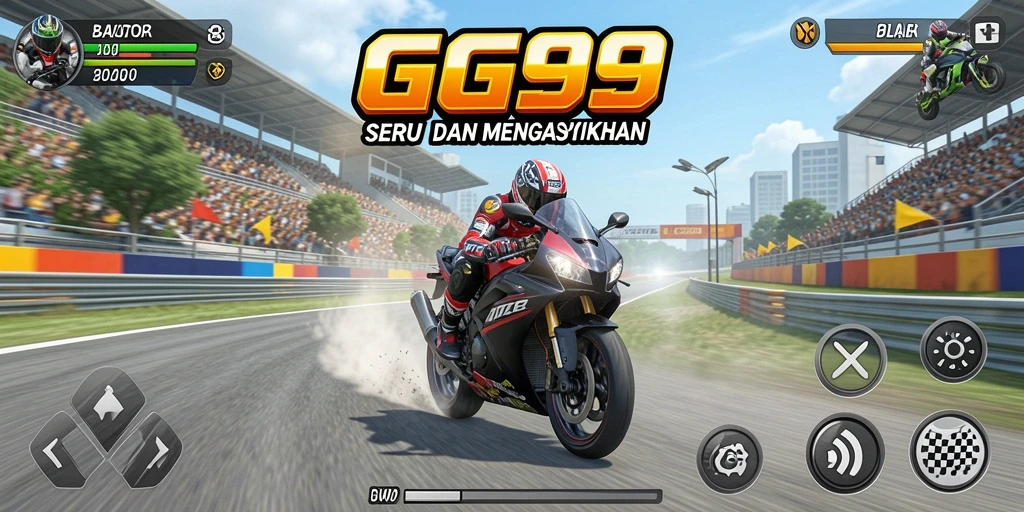Tampilan antarmuka game Balap Motor GG99 yang menarik dan intuitif.