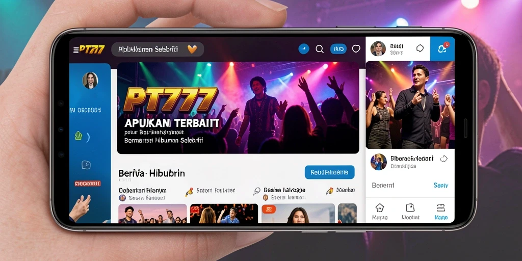 Antarmuka PT777 menampilkan berita selebriti terbaru.