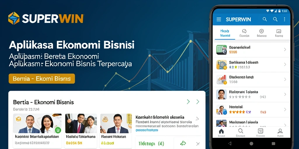 Antarmuka aplikasi SUPERWIN menampilkan berita ekonomi terkini.