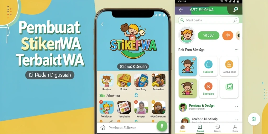 Antarmuka W67 menampilkan alat Pembuat Stiker WA yang intuitif dan menarik.